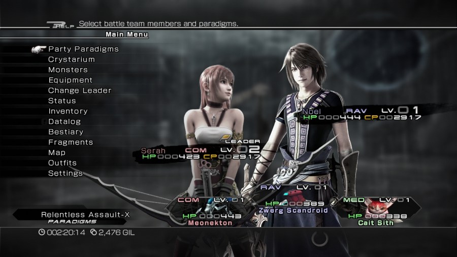 XIII-2_Main_Menu