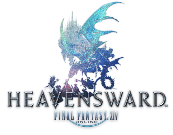 A blue dragon and the silhouette of a city over the word 'HEAVENSWARD'